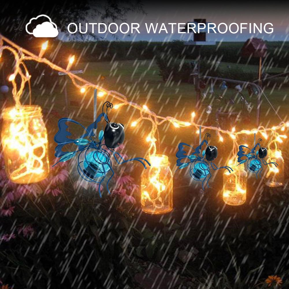 Solar-Powered Outdoor Figurine Light Decorative Flying Insect Hanging Lamp Metal Realistic Insect Light for Outside Decor