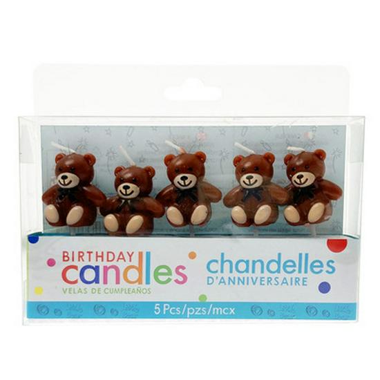 Korean-Style Bear Candle Set: 5-Piece Cake Decorations for Valentine s, Birthday, and Children s Day. 5-Piece Bear Candle Set