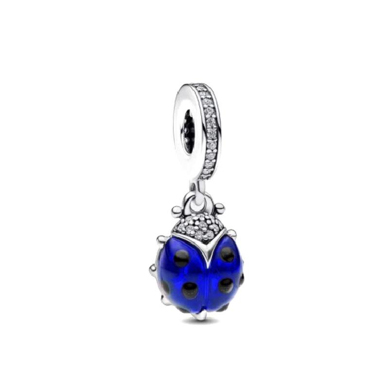 New 2024 925 Sterling Silver Plated Blue Pave Series Star Owl Butterfly Moon Pendant Diy Jewelry Bead Fit European Bracelet