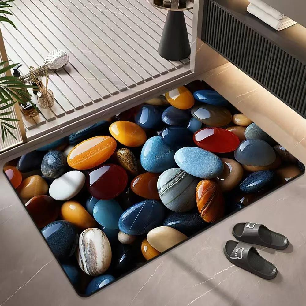 Europe Style Cobblestone Simulation Carpet Living Room Sofa Bedroom Study Kitchen Entrance Rug Non-slip 3D Effect Home Decor Mat
