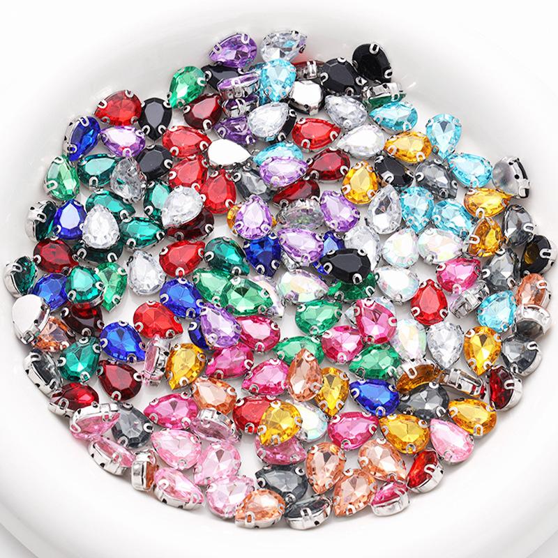 Drop Back Clear Iron-on Rhinestone Acrylic Stones for DIY Clothing