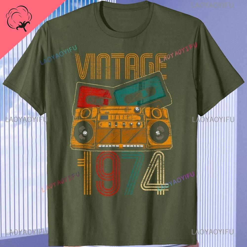 Born in Vintage 1974 Limited Edition Cassette T Shirt  51th Birthday Gifts  Years Old Vintage 1974 High Quality TShirt Tops