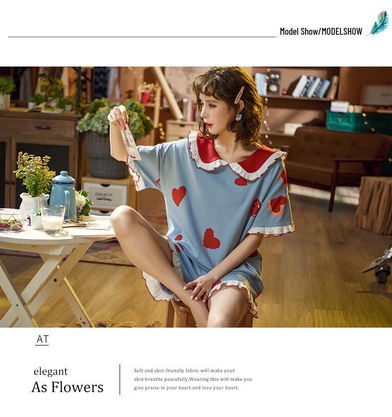 Women's Pure Cotton Short-Sleeve Pajama Set - Home Style, Clearance Event, Lightweight Design