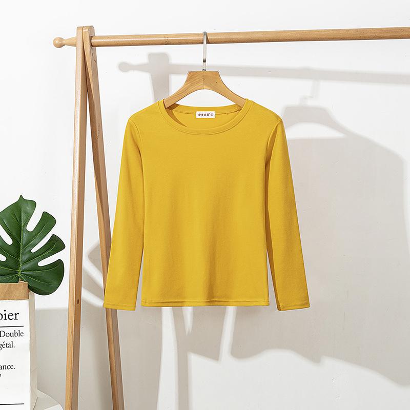 

Женская хлопковая белая футболка с длинным рукавом, женские топы, тонкая женская одежда XXL жёлтый