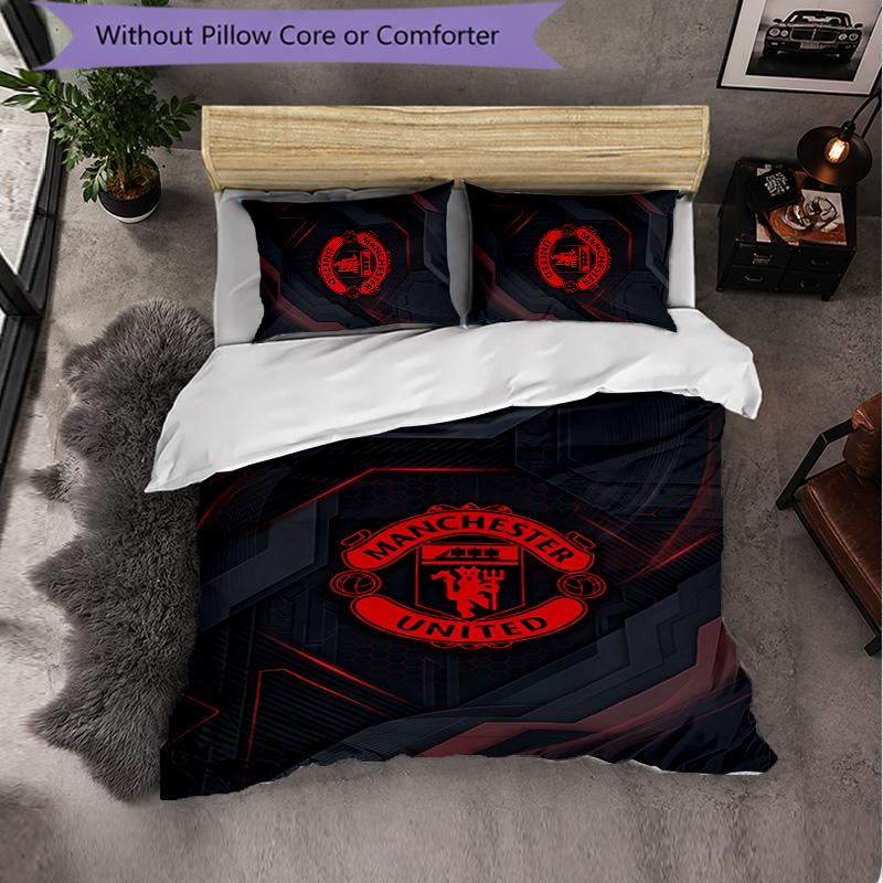 Manchester United Themed Bedding 3Pcs Duvet Cover Set Decorative Bed Linen For Teen Room Home Decoration