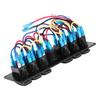 12V-24V 6 Gang Blue LED Rocker Switch Panel with Alarm Voltmeter for Car RV Boat Yacht Marine