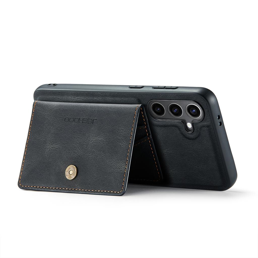 JEEHOOD J01 For Samsung Galaxy S24 Case Card Holder Kickstand Leather+TPU Retro Phone Cover