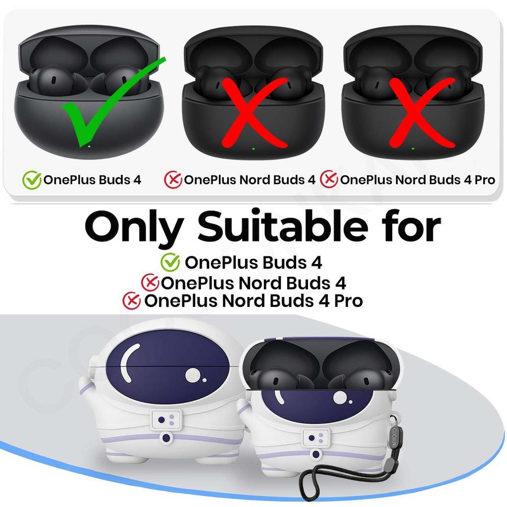 Cocoonkart Soft Silicone Case Cover Compatible for OnePlus Buds 4 (Astronaut, Lanyard)