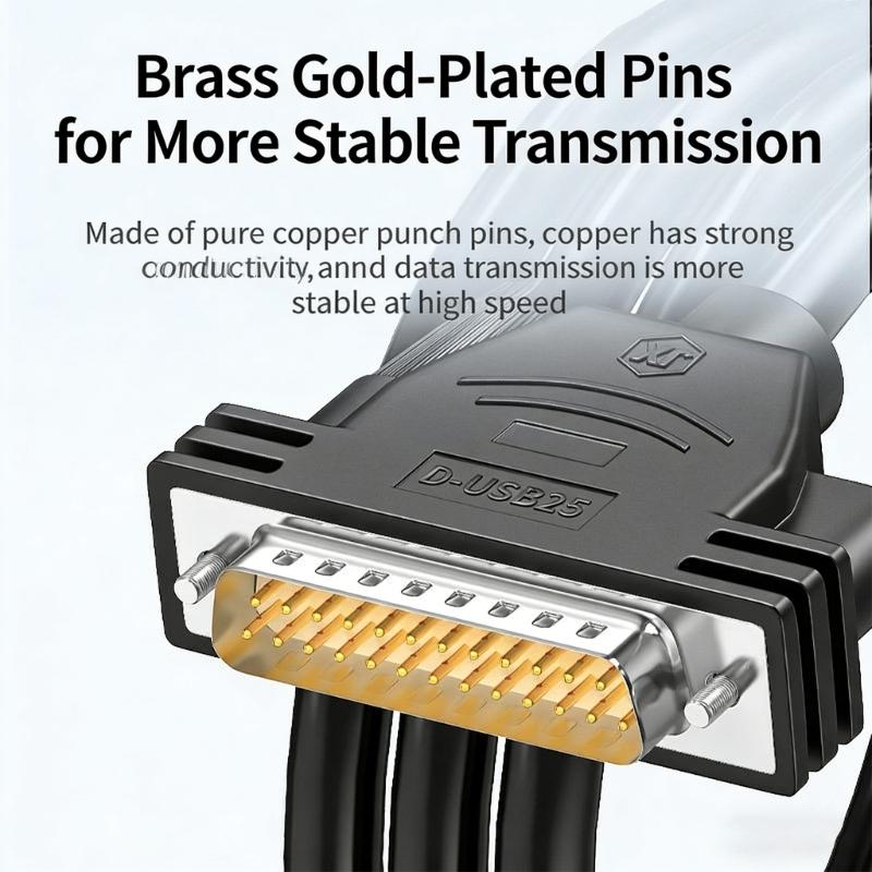 DB25 Male To Male Right Angle Connector Cable With Gold Plated Pin For Printer Scanner And External Storage Devices