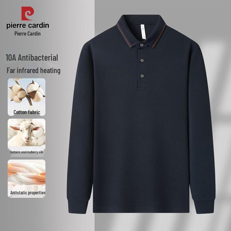 Pierre Cardin Men s Solid Long Sleeve Polo Shirt L