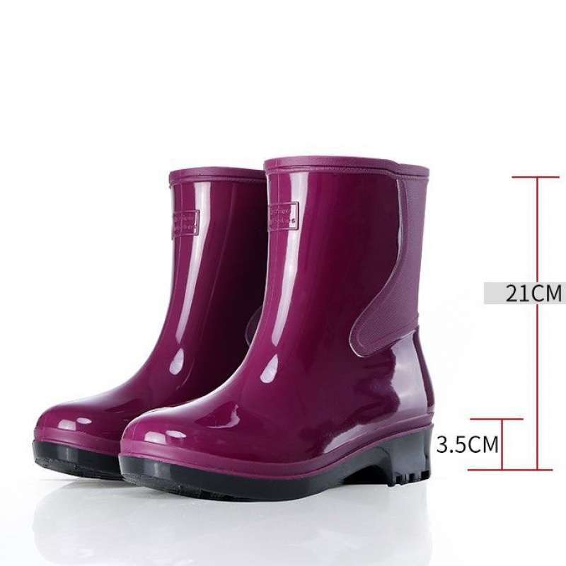 Four Seasons Rain Shoes Women's Short Thermal Rain Boots Adult Velvet Cotton Waterproof Shoes Non-slip Work Rubber Shoe Cover Water Boots Winter