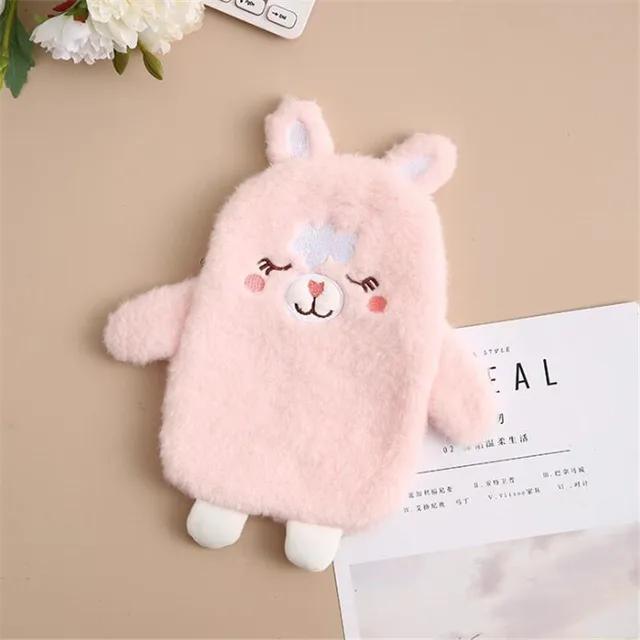 350Ml Rubber  Water Bottle With Cute Plush Cover Lovely Cartoon  Water Bag Explosion-Proof Portable Hand Warmer Great Gif