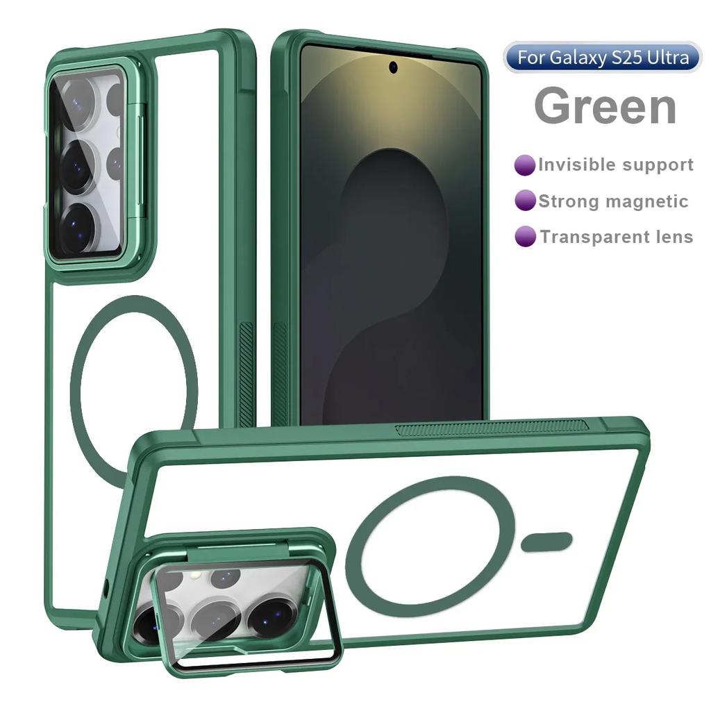 Funda Magnética para Teléfono Sensible a la Piel Para Samsung S26 Ultra S24 Plus S23 S22 S21 FE S25 Ultra Para Magsafe Soporte de Cristal para Cámara Cubierta