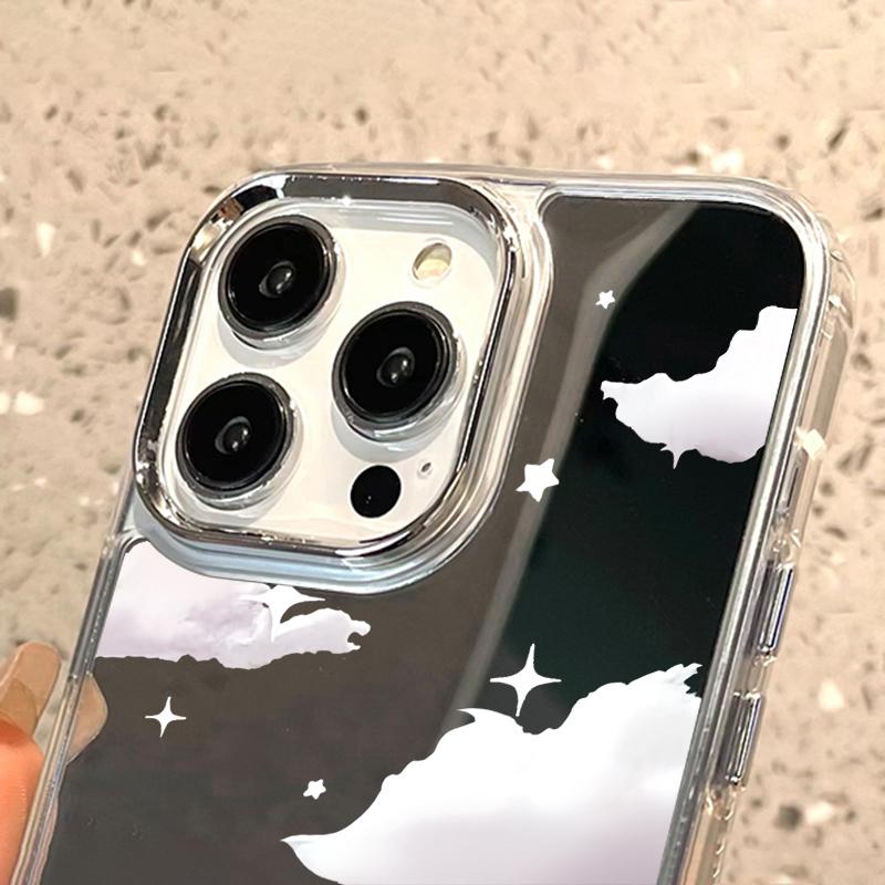 Clouds Stars Mirror Phone Case For iPhone 15 Pro Max Case For iPhone 11 16 12 13 14 Pro Max Plus XS Shockproof Back Cover Funda