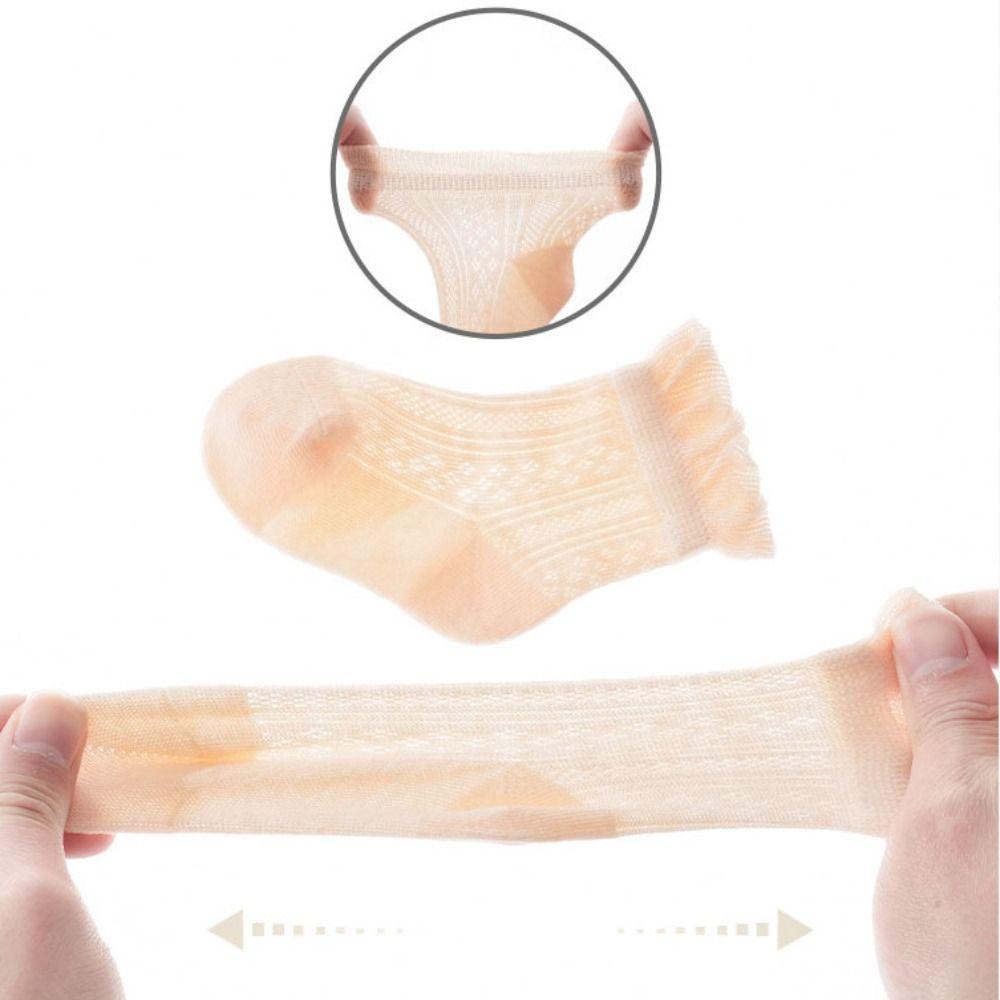 4Pairs Hollow Baby Ruffle Socks Non-slip Toddle Short Socks New Kids Mesh Tube Socks  Baby Girl