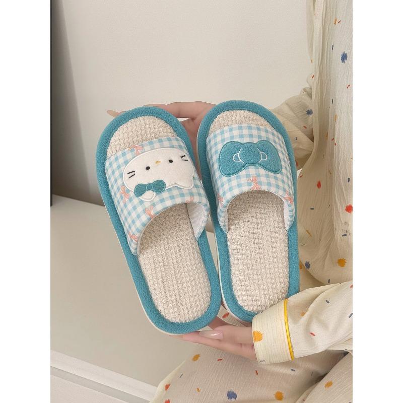 

Новые милые льняные домашние тапочки-итти, нескользящие, для улицы, на четыре сезона, парные тапочки 40-41 синий