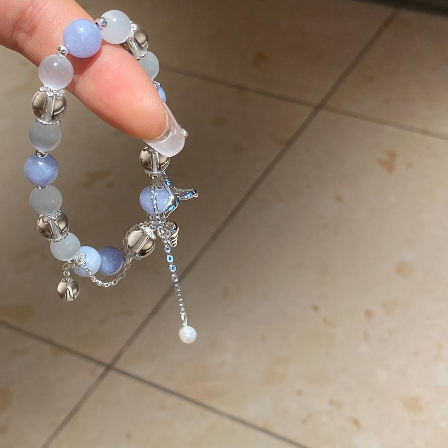 Bow Zircon Crystal Beaded Glass Bracelet New Chinese Retro Bracelet Fashion Versatile High Sense Jewelry Women