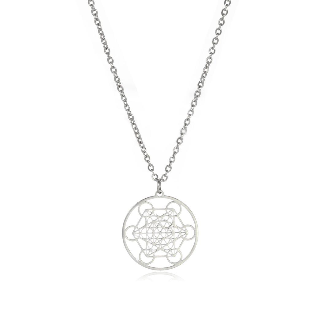 Stainless Steel Double Pendant Necklace with Witch Knot & Star