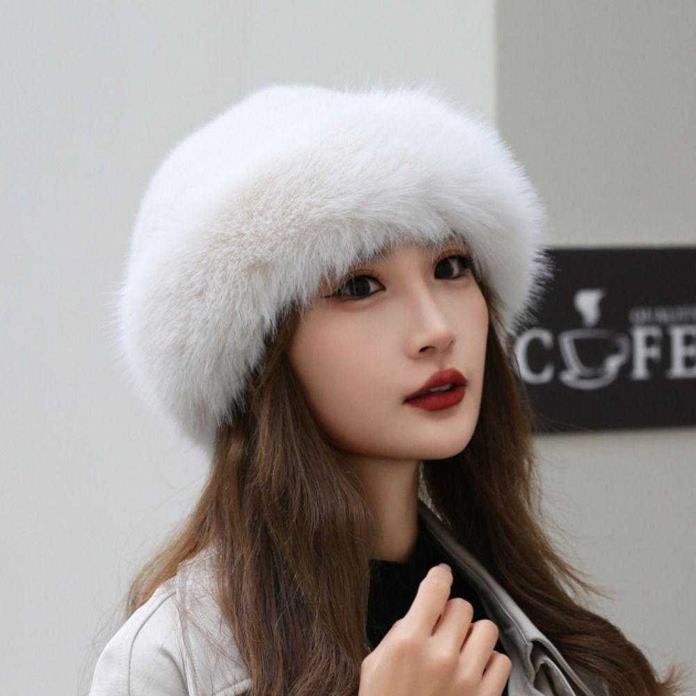 Imitation Fur Plush Beret Hat Fluffy Ear Protection Hat Casual Wool Painter Hat  Winter