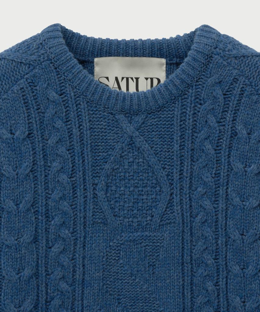 Seteo Big Cable Fisherman Pullover Knit Blue