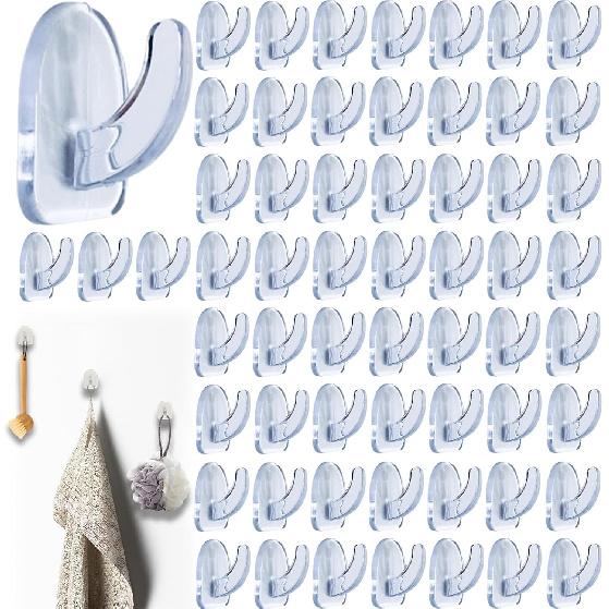 60 шт. Прозрачные клейкие крючки для подвешивания, Пластиковые маленькие акриловые клейкие вешалки, Прочные съемные, Крючки для подвешивания без повреждений Наклейка для