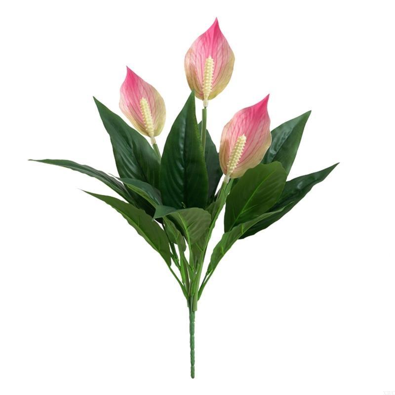 

Artificial Flower Bouquet White Anthurium Green Plant Simulation Flowers for Home Living Room Wedding Decoration X3UC розовый