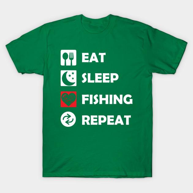 

New Fashion Men T Shirt Eat Sleep Fishing Repeat Print Short Sleeve Tops Tees Casual