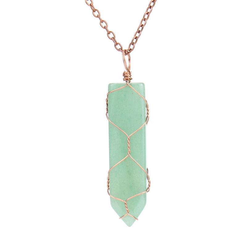 TikTok Live Handmade Amethyst Sword-Shaped Net Bag Pendant Necklace (N505)