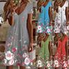 Ress For Women Cute Floral Short Sleeve V Neck Casual Loose Fit Flare Dress Beach  Dress Tshirt Dress