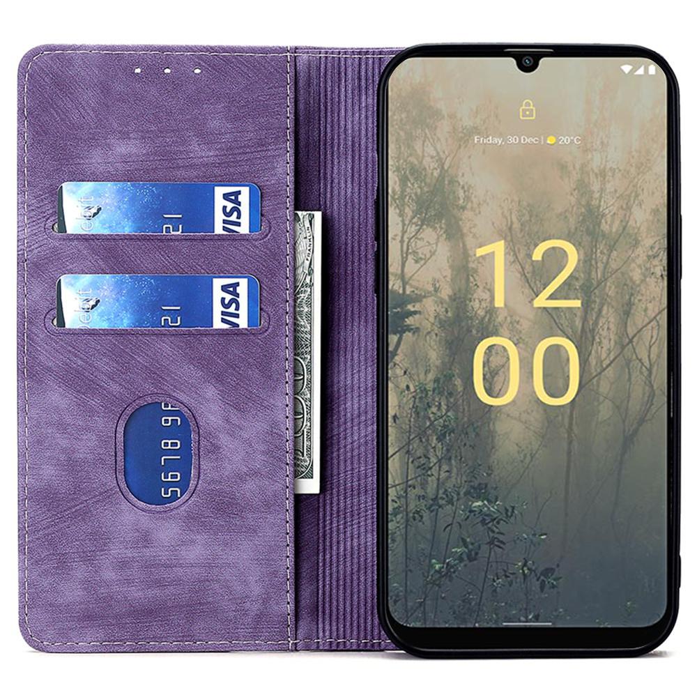 

Textured Phone Cover for Nokia C22 RFID Blocking Shockproof Wallet Magnetic Leather Flip Stand Case Purple
