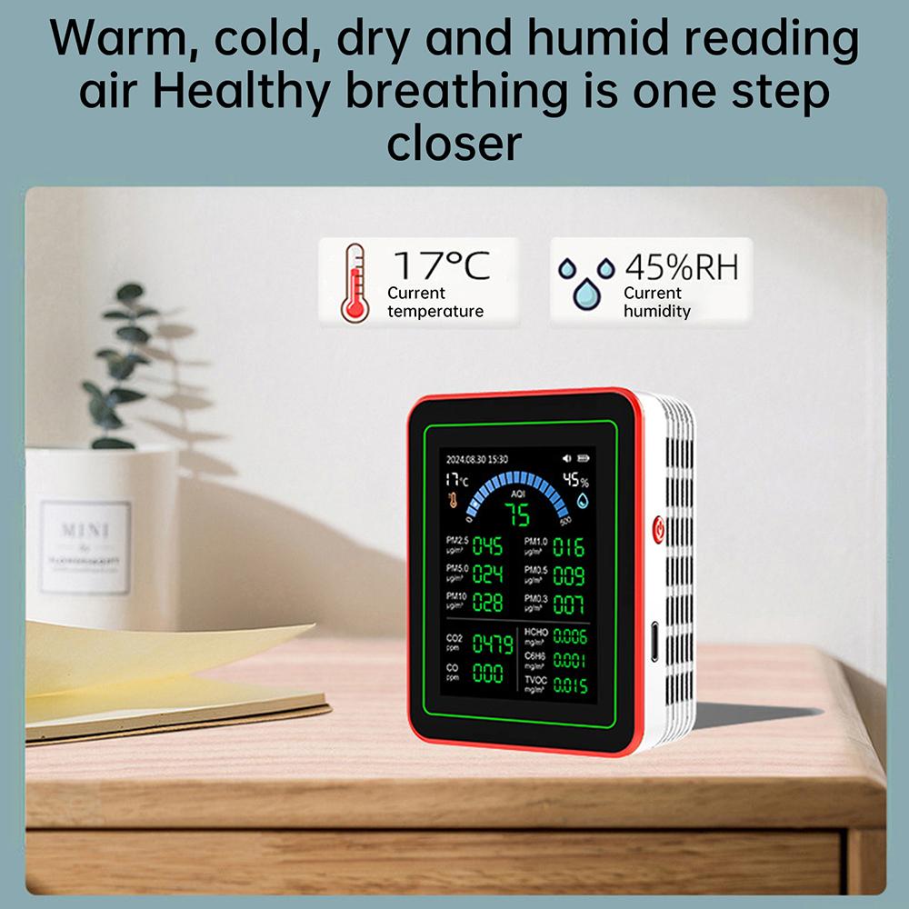 18-in-1 Air Quality Monitor CO₂, CO, TVOC, HCHO, PM Measurement Temperature and Humidity Tester Domestic Air Quality Detector
