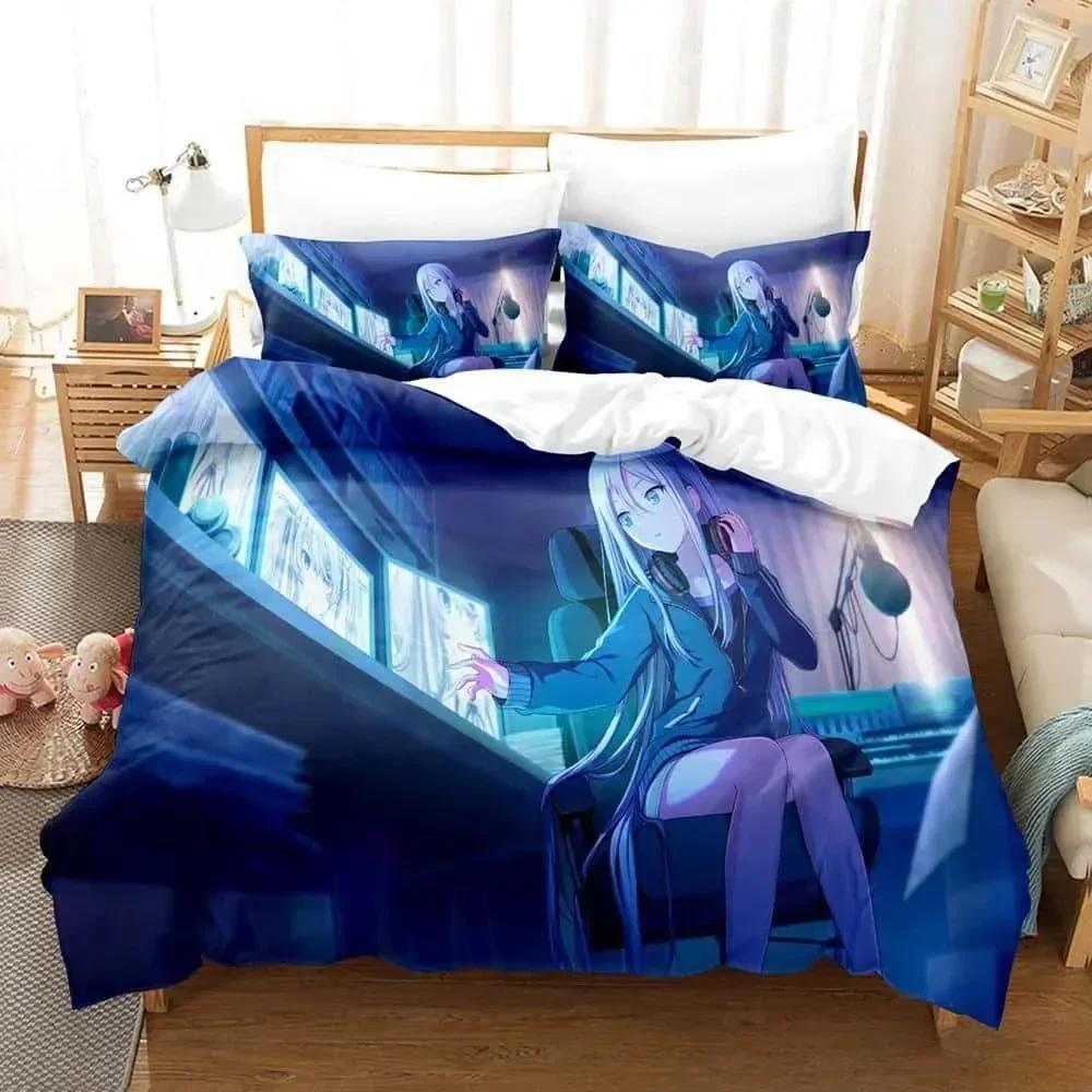 Comforter 3D Anime Kawaii Girls Yoisaki Kanade Bedding Set Printed With Bed Soft Queen King Size Bedclothes Home