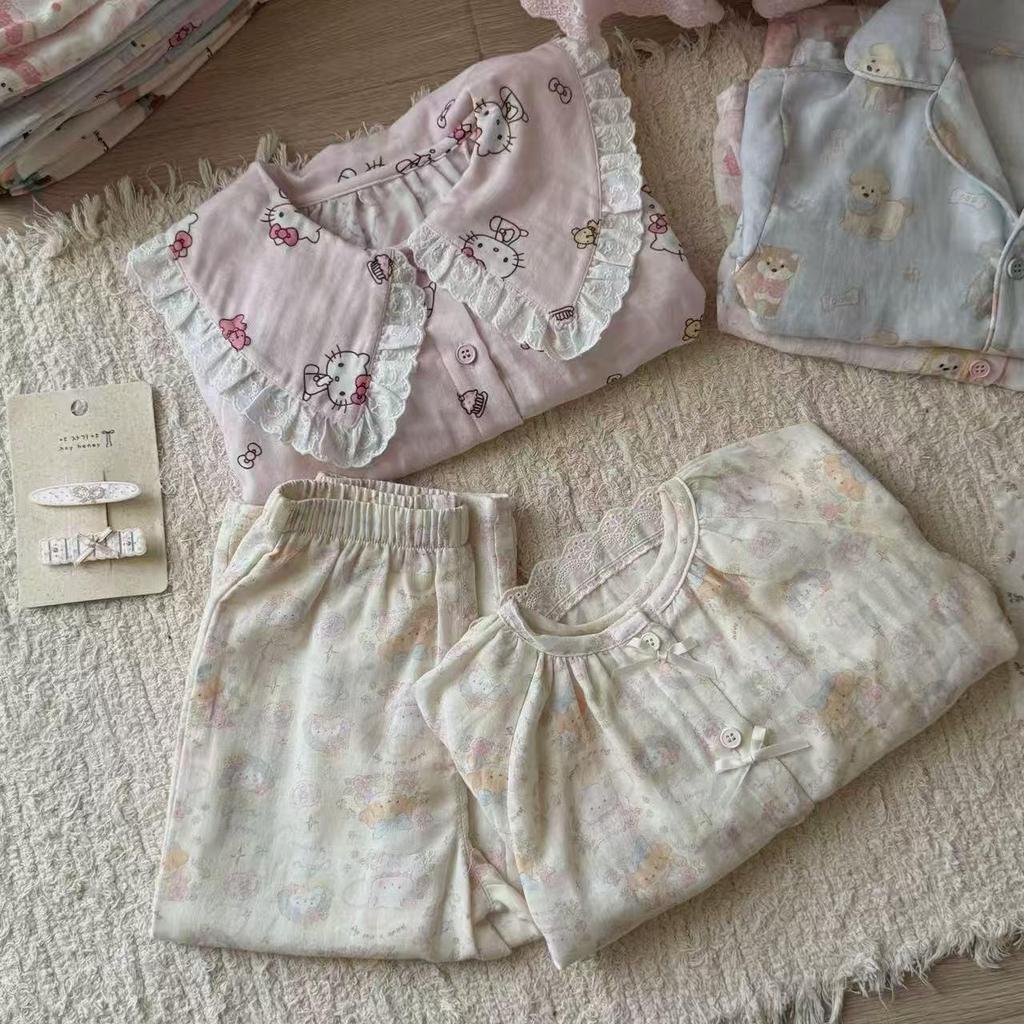 Spring/Autumn Soft Cotton Cartoon Parent-Child Lounge Set - Sizes S, M, L for Boys & Girls