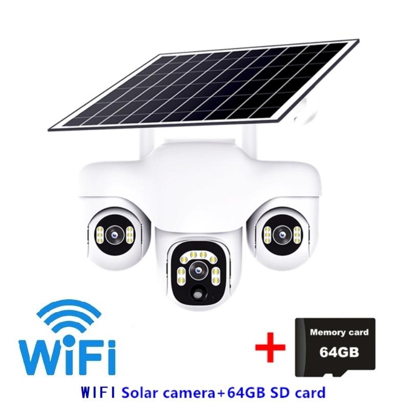 Solar Camera for Home Outdoor Use, Waterproof and Dustproof, Wiring-free, Three-screen Monitoring