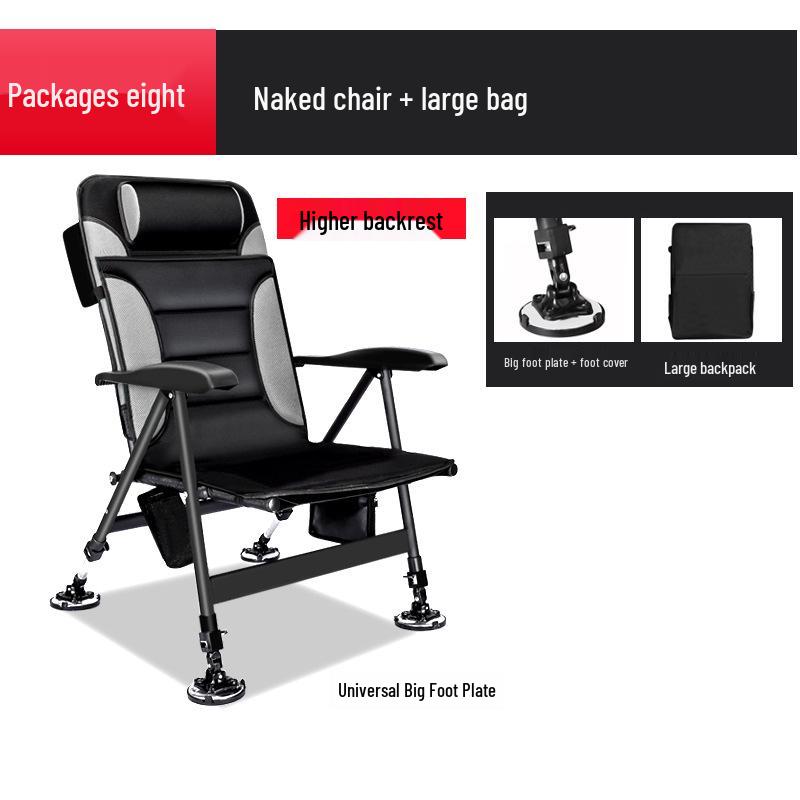 European Style Carbon Steel Folding Reclining Fishing Chair: Portable, Multi-functional, All-Terrain Design.