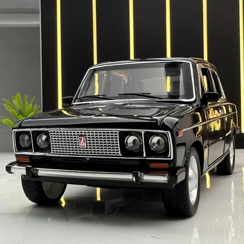 Simulation 1:24 LADA Vintage Car Model Die Casting Metal Toys Vehicles Sound and Light Children Boys Gift Voiture Miniature