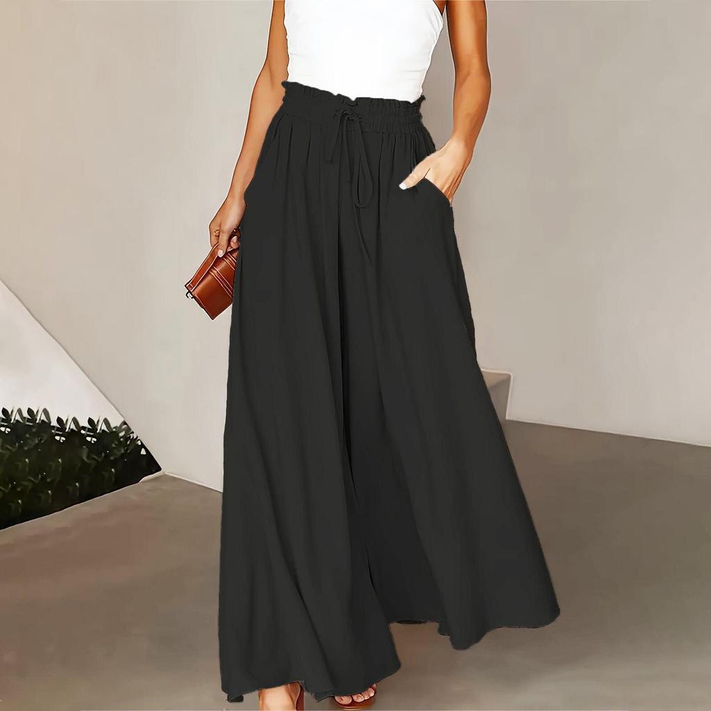 Casual Pants Solid Color Commuter Fashion Women's Large Size Women's High Waist Slim Wide-leg Pants
