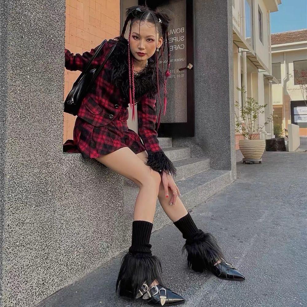 Avec Guêtres à Bordure en Fourrure Tricot Côtelé Manchettes de Bottes Chauffe-Pieds Chauds Femmes Filles