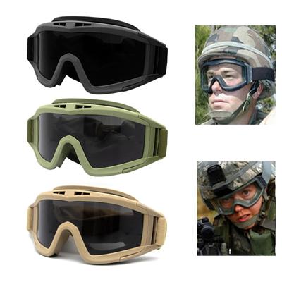 Taktische Winddichte Brille mit Wechselgläsern Verstellbarer Riemen Schutzkleidung für Outdoor-Sportarten Airsoft Paintball
