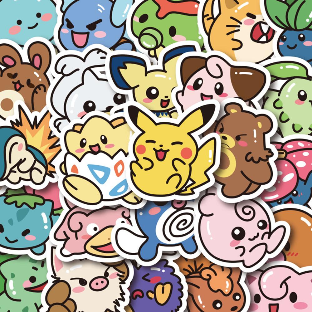 10/30/50pcs Kawaii Anime  Stickers Pikachu Cartoon Decals DIY Laptop Luggage Skateboard Reward Sticker Toys Gifts