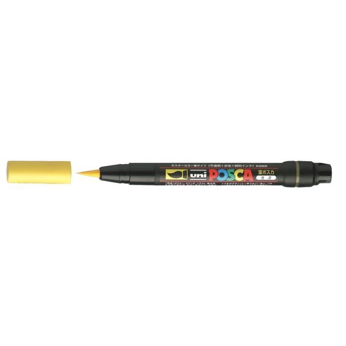 Marqueur Pinceau Brush Jaune - POSCA - Effaçable - Opaque - Largeur de trait : 1-10 mm - Plastique