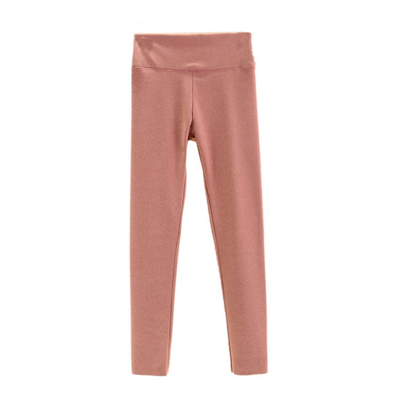 Women's High-Waisted Fleece-Lined Seamless Cotton Trousers – Warm, Tight-Fit, Thickened Base Layer for Autumn/Winter