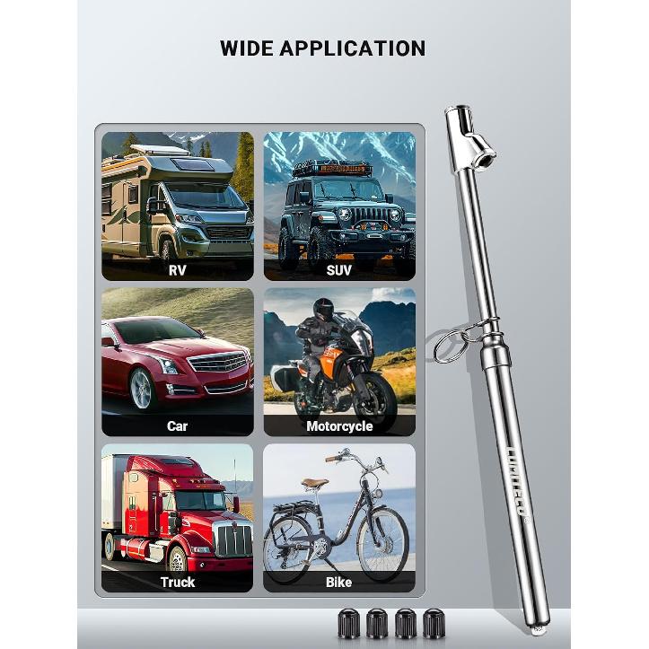 Dual Head Tire Pressure Gauge, Heavy Duty Extension Air Tire Gauge For Tire Pressure Range 10-150PSI 1-10BAR, Straight Foot Dual Head Chuck Auto
