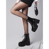 Punk Hottie Platform Martin Boots Women's Spring and Autumn Mid Tube Y2k Locomotive Boots Cos Small Short Boots Black High Heel