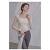Womens Square Neck Mesh Long Sleeve Yoga Top