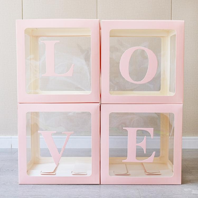 Set of 4 Baby Boxes with Letters Wedding Birthday Party Decoration Photo Props