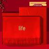 Embroidered Red Scarf for Sixtieth Birthday: Chinese Style Gift for Elderly Celebration