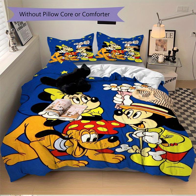 3pcs Mickey Minnie Pluto Quilt Set Soft and Comfortable Bedroom, Guest Room and Dorm Decor Bedding Set Q052