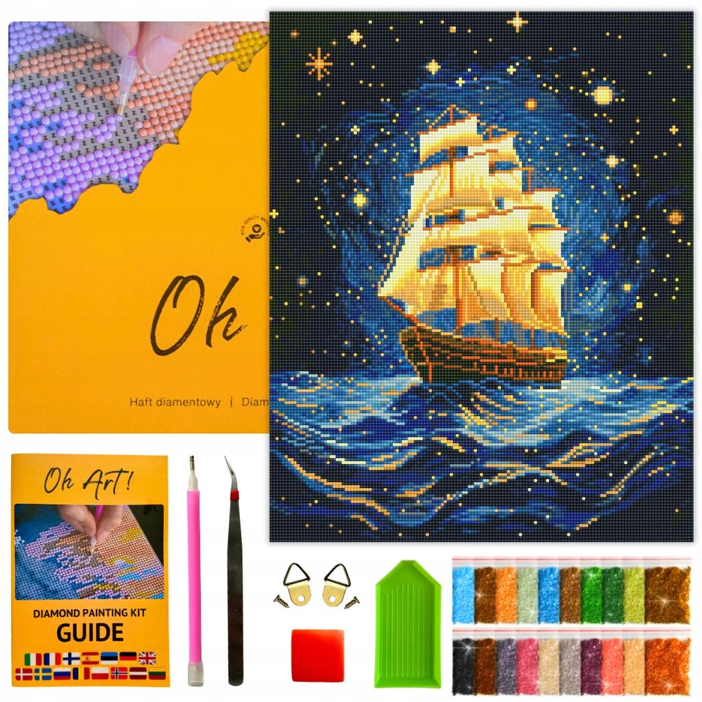 Diamond Painting 5D With Frame Diamond Embroidery Large Ship Mosaic 40X50