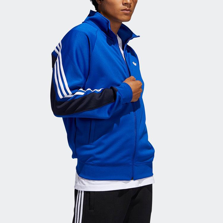 Adidas Originals Einfarbige Logo Trainingsjacke mit Stehkragen Herren Oberbekleidung Blau FM1523